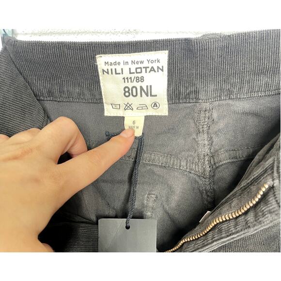 NWT! Nili Lotan 6 Celia CORDUROY $375 High Rise Bootcut Pants Ribbed Jean Black - Picture 6 of 13